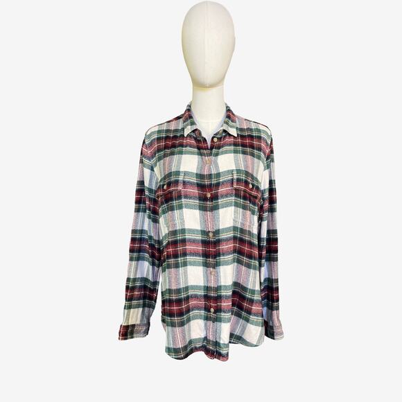 American Eagle Ahh-Mazingly Soft Plaid Flannel Shirt XL Green Red Classic Fit - Picture 3 of 9
